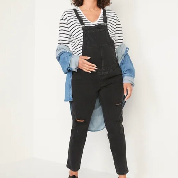Maternity Side-Panel OG Straight Jean Overalls - Picture 3 of 5